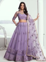 Lavender Butterfly Net Lehenga Choli